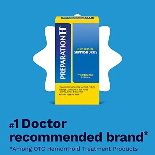 Preparation H Hemorrhoid Symptom Treatment Suppositories 48 Count | Doctor Recommended for Burning, Itching & Discomfort Relief thumbnail 6