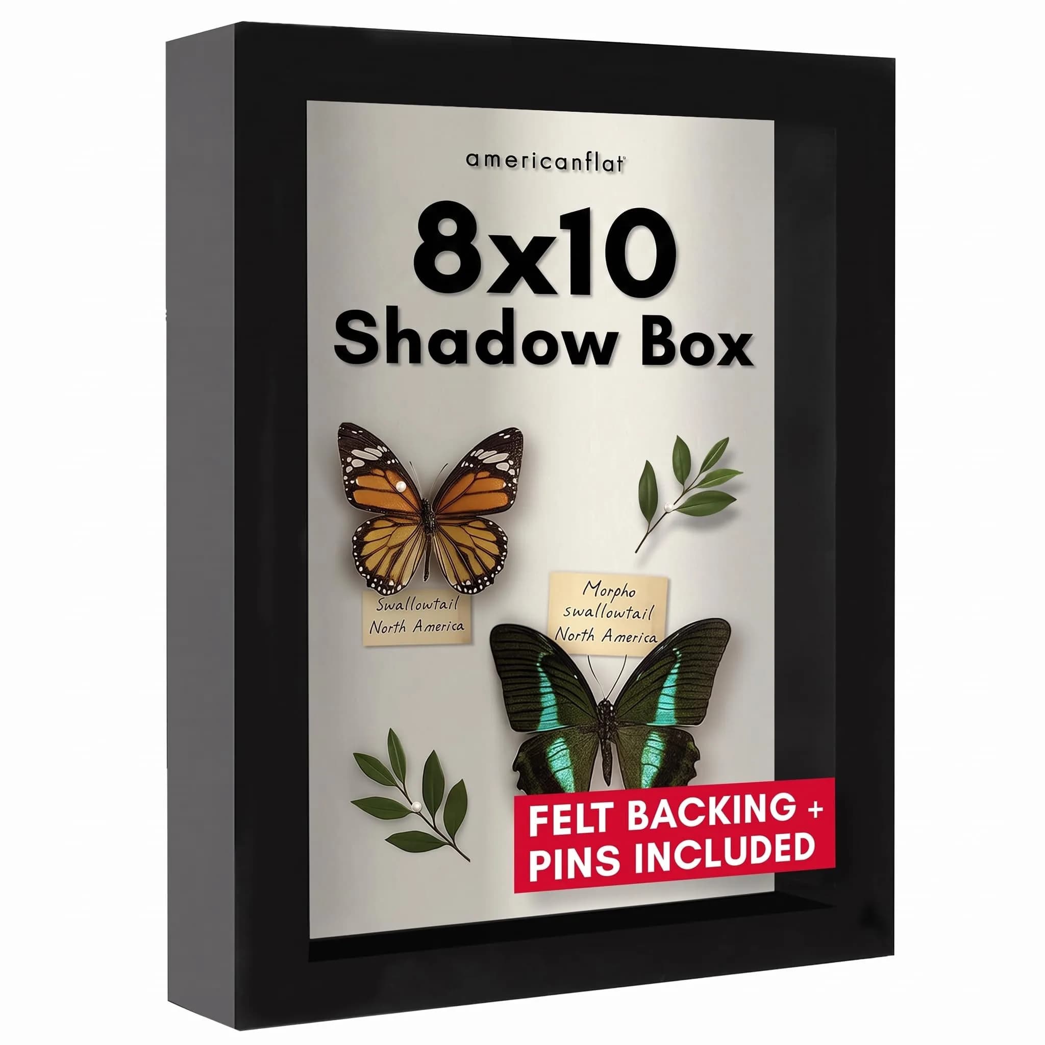 Americanflat Shadow Box Frame 8x10 Inches Engineered Wood Black | Elegant Display for Memories