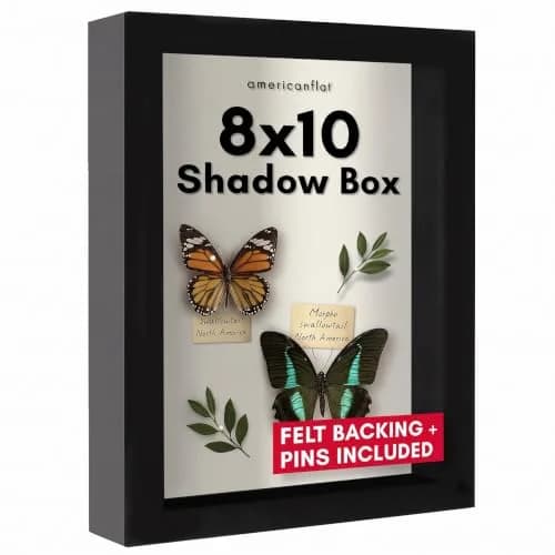 Americanflat Shadow Box Frame 8x10 Inches Engineered Wood Black | Elegant Display for Memories thumbnail 1