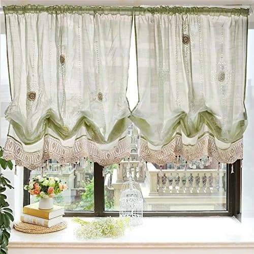 FADFAY Pastoral 57-Inch-by-69-Inch Adjustable Balloon Curtain Light Green | Romantic Sheer Window Decor thumbnail 2