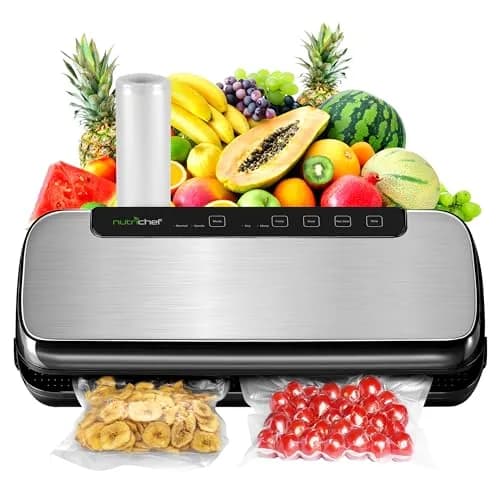 NutriChef Food Vacuum Sealer Machine, Stainless Steel Automatic Air Sealing System 14.1"x6"x3" | Preserves Food Freshness thumbnail 1