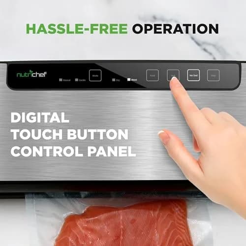 NutriChef Food Vacuum Sealer Machine, Stainless Steel Automatic Air Sealing System 14.1"x6"x3" | Preserves Food Freshness thumbnail 4