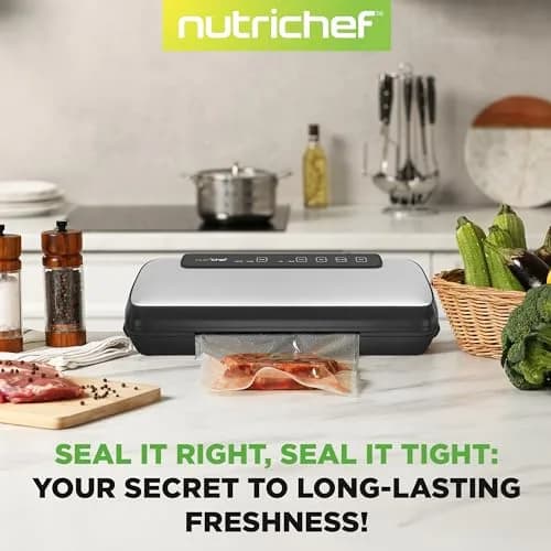 NutriChef Food Vacuum Sealer Machine, Stainless Steel Automatic Air Sealing System 14.1"x6"x3" | Preserves Food Freshness thumbnail 6