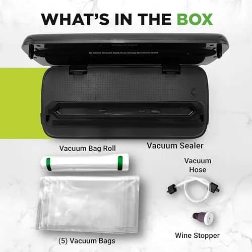 NutriChef Food Vacuum Sealer Machine, Stainless Steel Automatic Air Sealing System 14.1"x6"x3" | Preserves Food Freshness thumbnail 7