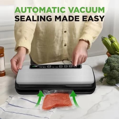 NutriChef Food Vacuum Sealer Machine, Stainless Steel Automatic Air Sealing System 14.1"x6"x3" | Preserves Food Freshness thumbnail 3
