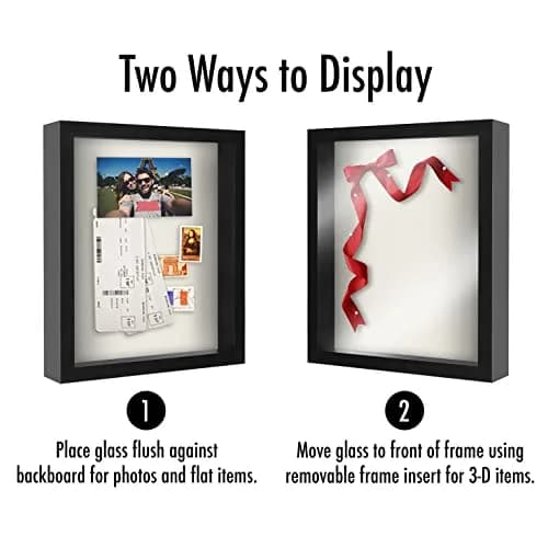 Americanflat 11x14 Shadow Box Frame - Engineered Wood - Black | Deep 1.5-inch Interior, Shatter-Resistant Glass thumbnail 4