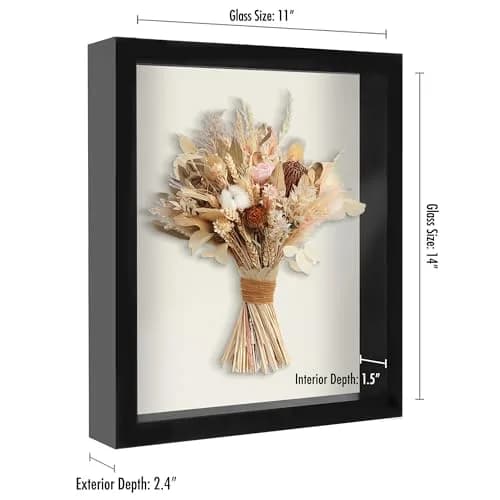 Americanflat 11x14 Shadow Box Frame - Engineered Wood - Black | Deep 1.5-inch Interior, Shatter-Resistant Glass thumbnail 2