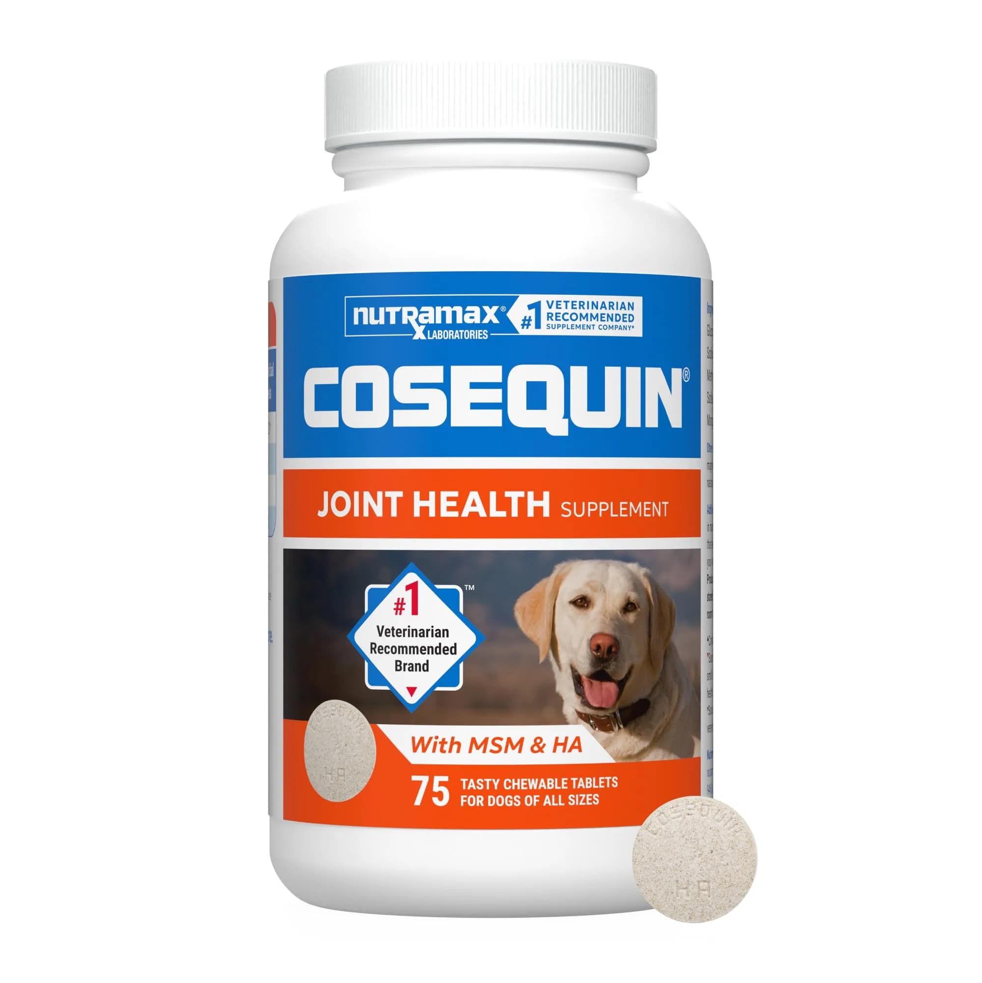 Nutramax Cosequin Dog Joint Supplement Tablets with MSM & HA, 75 Count | Vet Recommended Canine Mobility Support