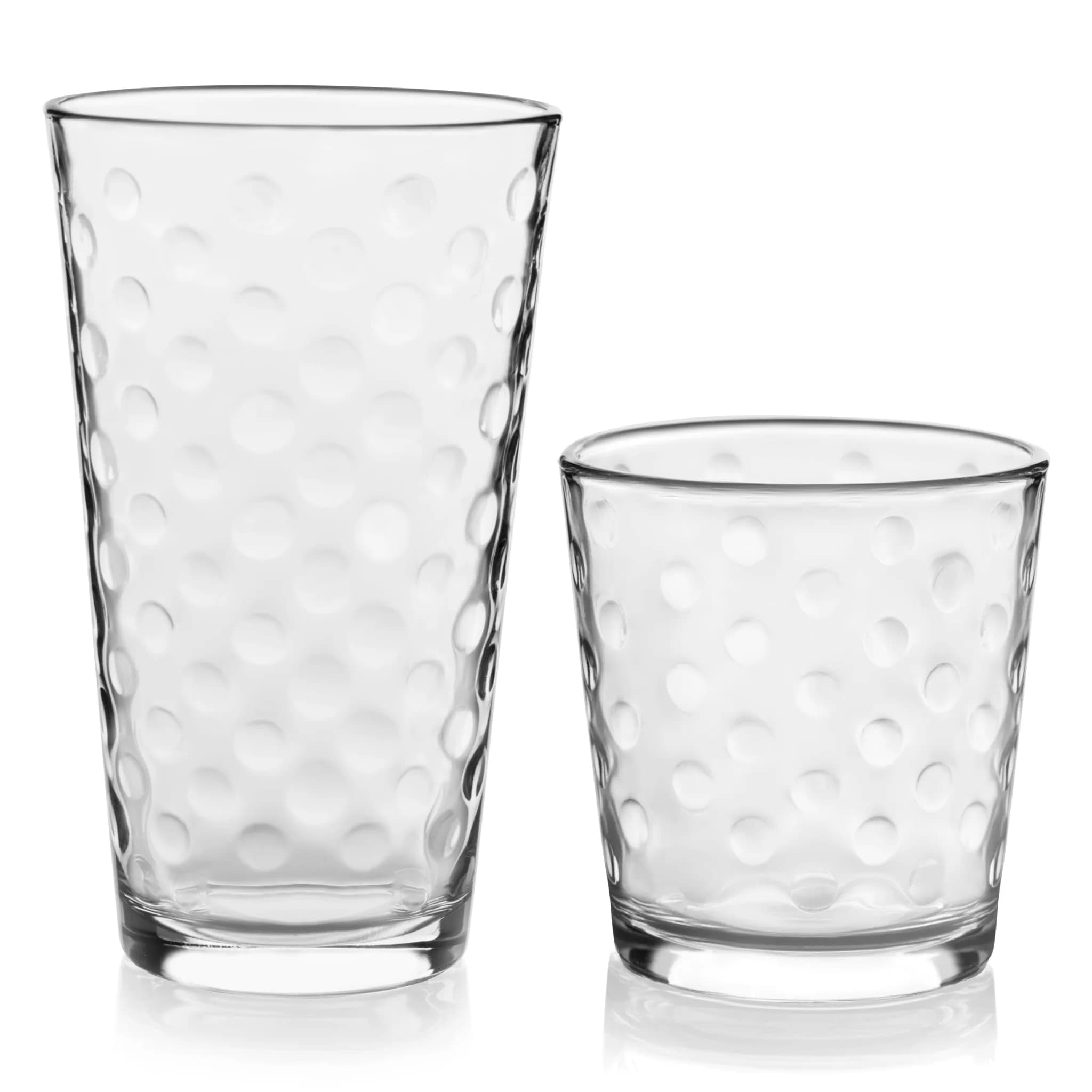 Libbey Awa Polka Dot Tumbler & Rocks Glass Set of 16 | Durable, Dishwasher Safe Drinkware for Everyday Use