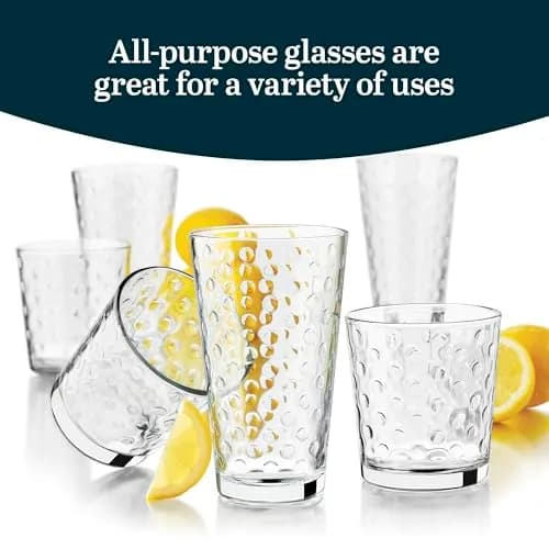 Libbey Awa Polka Dot Tumbler & Rocks Glass Set of 16 | Durable, Dishwasher Safe Drinkware for Everyday Use thumbnail 4