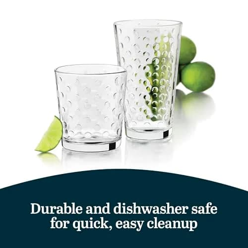 Libbey Awa Polka Dot Tumbler & Rocks Glass Set of 16 | Durable, Dishwasher Safe Drinkware for Everyday Use thumbnail 5