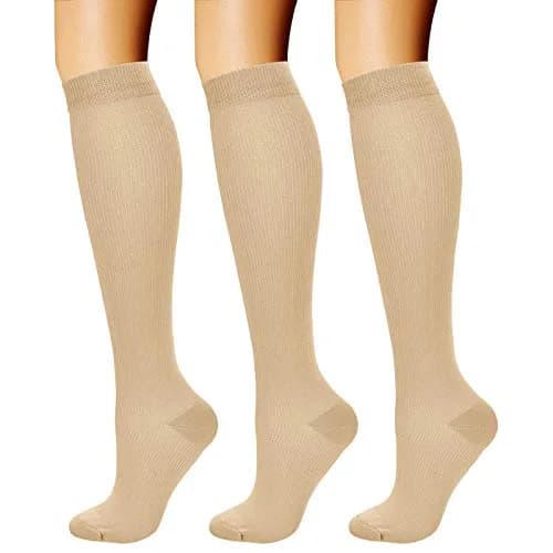 CHARMKING Compression Socks 15-20 mmHg (3 Pairs) S/M Nude | FDA Approved Medical Grade Support for Circulation thumbnail 1