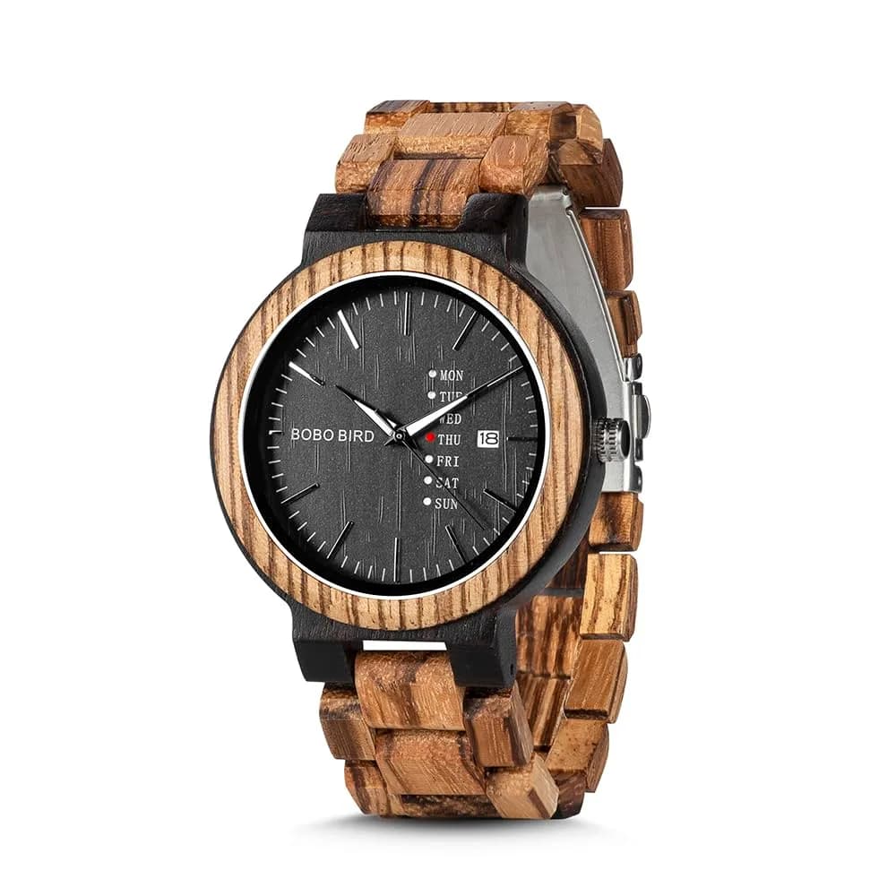 BOBO BIRD Men's Wooden Watch Analog Quartz with Week Display 45.6mm (1.79 Inch) - main product image