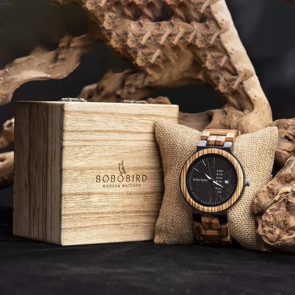 BOBO BIRD Men's Wooden Watch Analog Quartz with Week Display 45.6mm (1.79 Inch) - view 5