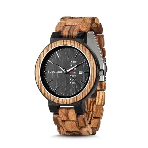 BOBO BIRD Men's Wooden Watch Analog Quartz with Week Display 45.6mm (1.79 Inch) thumbnail 1