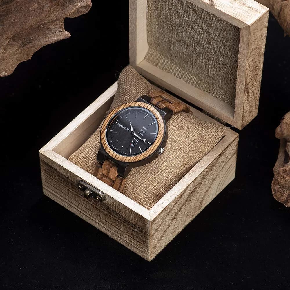 BOBO BIRD Men's Wooden Watch Analog Quartz with Week Display 45.6mm (1.79 Inch) - view 8
