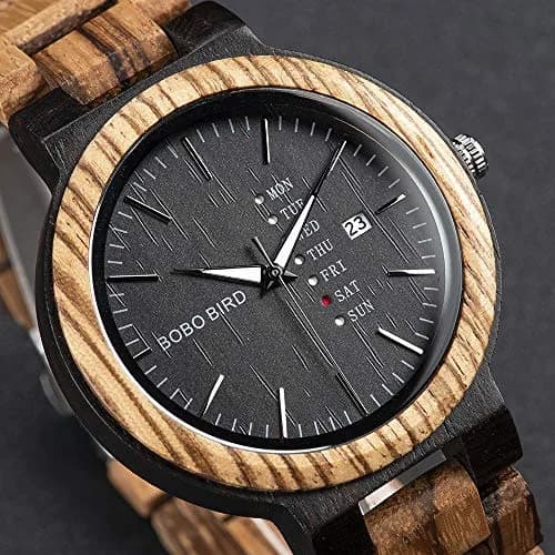 BOBO BIRD Men's Wooden Watch Analog Quartz with Week Display 45.6mm (1.79 Inch) thumbnail 2