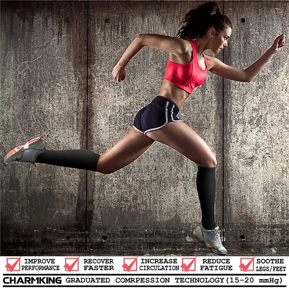 CHARMKING Compression Socks (Small-Medium, 3 Pairs) - 15-20 mmHg Graduated Support in Black, White & Gray - view 2