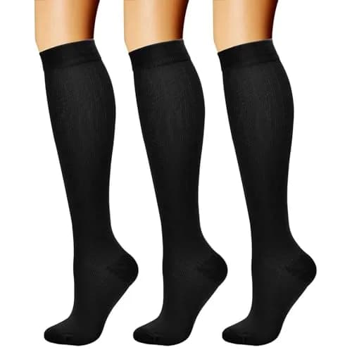 CHARMKING Compression Socks for Women & Men Circulation 15-20 mmHg | Support for Athletic Running & Cycling (S/M, Black) thumbnail 1