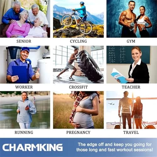 CHARMKING Compression Socks for Women & Men Circulation 15-20 mmHg | Support for Athletic Running & Cycling (S/M, Black) thumbnail 5