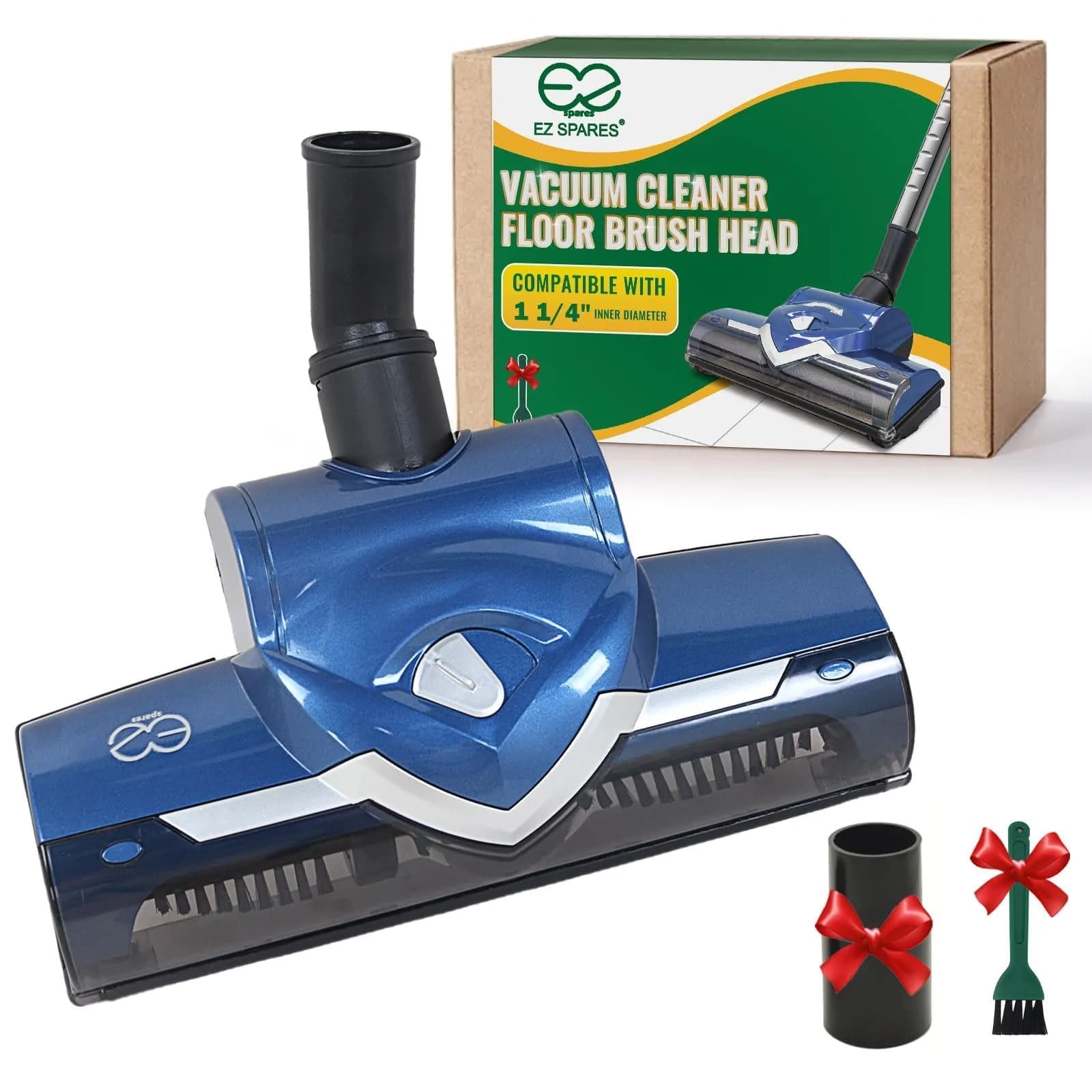 EZ SPARES 1-1/4" Universal Floor Brush, 32mm Vacuum Head, Blue | Compatible with Most Central Vacuums
