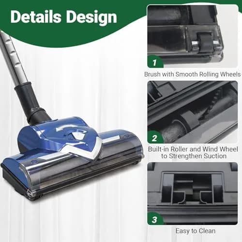 EZ SPARES 1-1/4" Universal Floor Brush, 32mm Vacuum Head, Blue | Compatible with Most Central Vacuums thumbnail 3