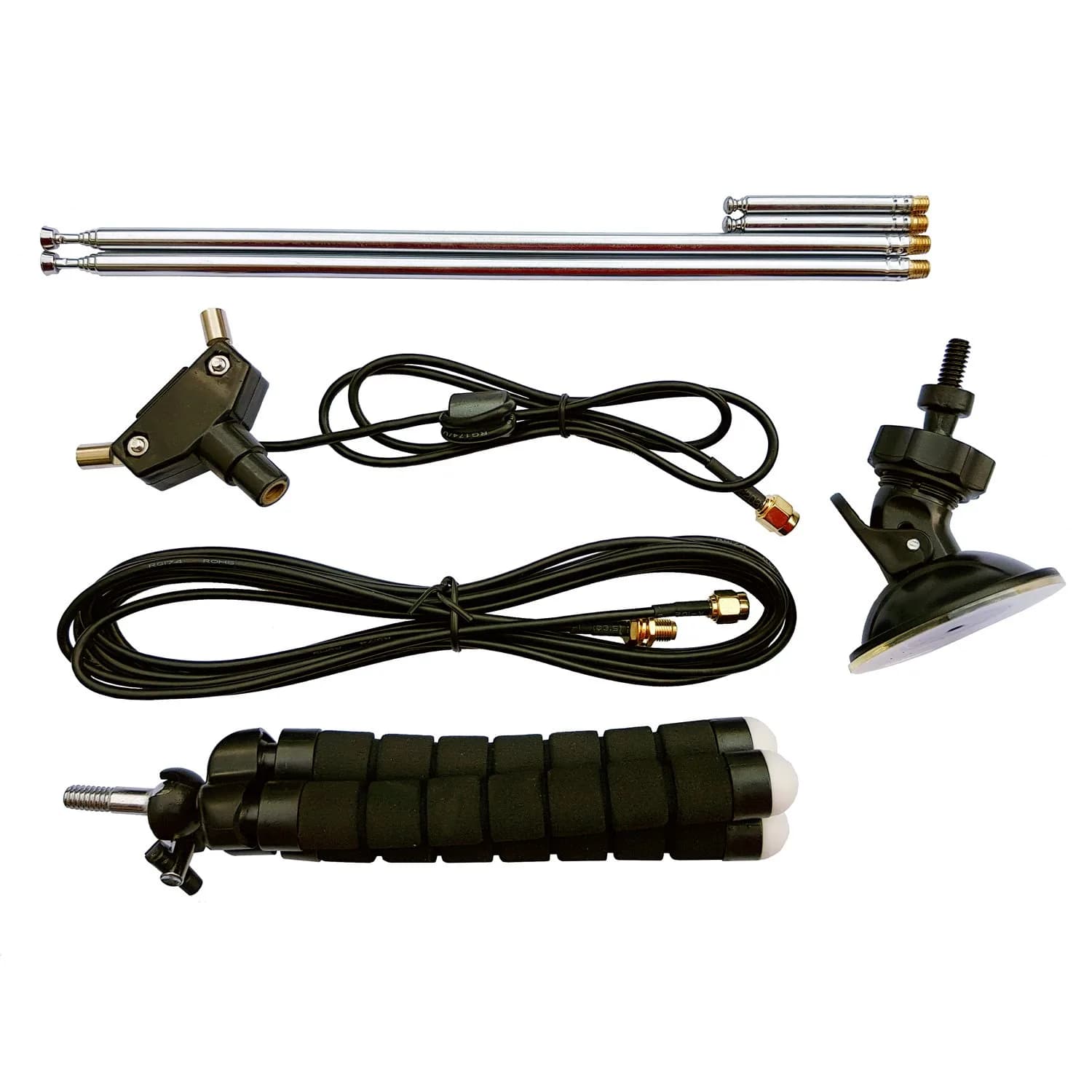 RTL-SDR Blog Multipurpose Dipole Antenna Kit | 3m Extension, Telescopic & Mounts, Black