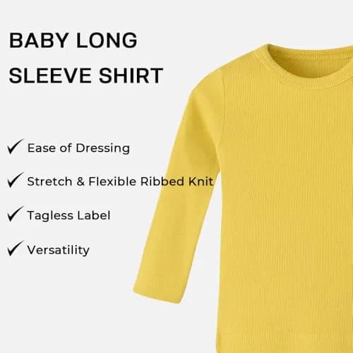 Enfants Chéris Long Sleeve Tee Shirt for Baby Girl Boy 12 Months Yellow | Soft Cotton Baby Top thumbnail 6