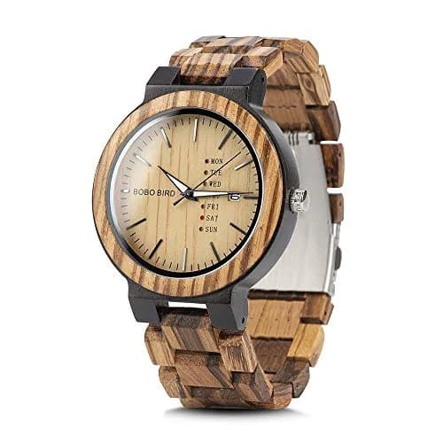 BOBO BIRD Men's Natural Wood Watch | Analog Quartz with Week & Date Display, Brown Dial thumbnail 1