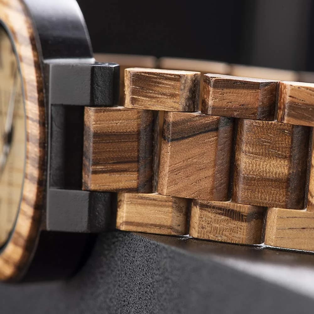 BOBO BIRD Men's Natural Wood Watch | Analog Quartz with Week & Date Display, Brown Dial - view 8