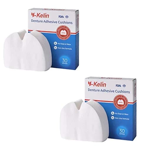 Y-Kelin Denture Adhesive Cushions, Upper 60 Strips | Natural Seaweed Hold for Sore Gums thumbnail 1