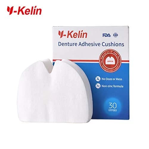 Y-Kelin Denture Adhesive Cushions, Upper 60 Strips | Natural Seaweed Hold for Sore Gums thumbnail 2