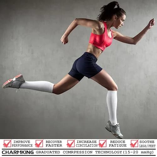 CHARMKING Compression Socks for Women & Men Circulation 15-20 mmHg | Support for Athletic Running & Cycling thumbnail 2