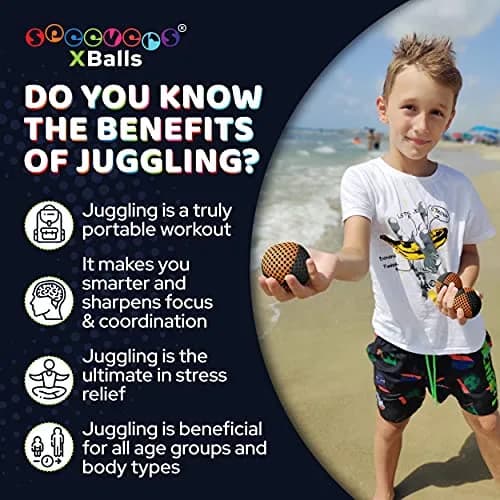 speevers Juggling Balls for Beginners & Pros Set of 3 | Durable, Water-Resistant, 14 Colors, 2 Layers Net, Carry Case | 4.2 oz thumbnail 2