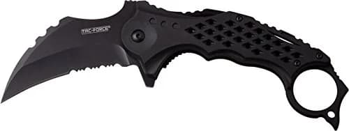 Tac-Force Folding Pocket Knife 8.5" with 3" 3Cr13 Hawkbill Blade, Finger Flipper, Liner Lock, Black ABS Handle & Pocket Clip thumbnail 1