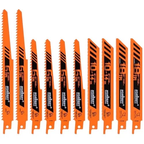 HORUSDY 10-Piece Reciprocating Saw Blades Set | High Carbon Steel for Wood, Metal, Drywall & Plastic thumbnail 1