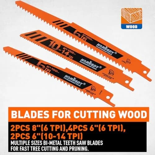 HORUSDY 10-Piece Reciprocating Saw Blades Set | High Carbon Steel for Wood, Metal, Drywall & Plastic thumbnail 3