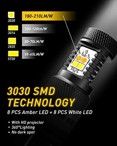 AUXITO 3157 Switchback LED Turn Signal Bulbs 50W | Dual Color White & Amber, 12V, Pack of 2, Car Tail & Parking Lights thumbnail 2
