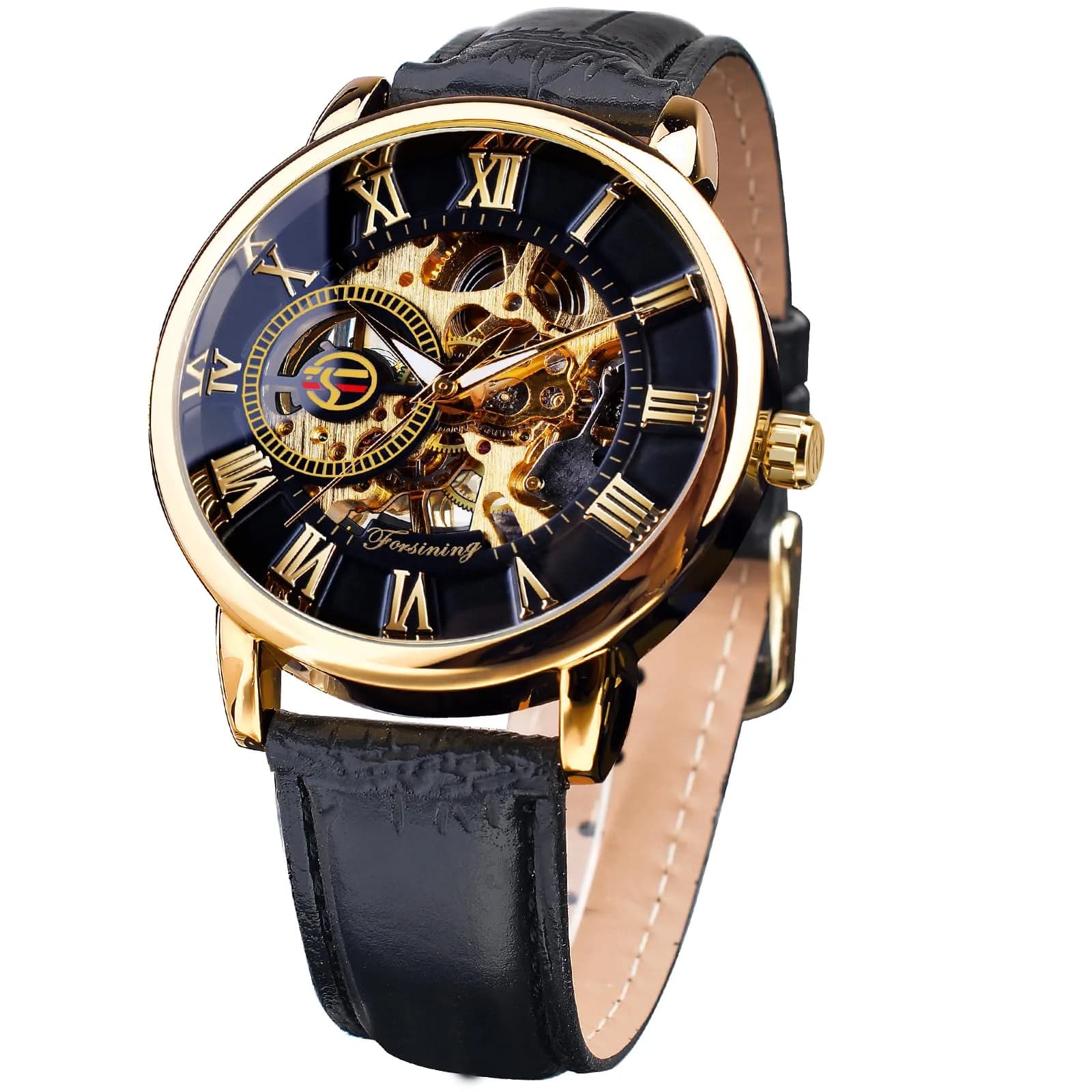 FORSINING Men's Skeleton Steampunk Mechanical Watch 44mm (1.73in) | Transparent Mesh Band Analog Watch - main product image