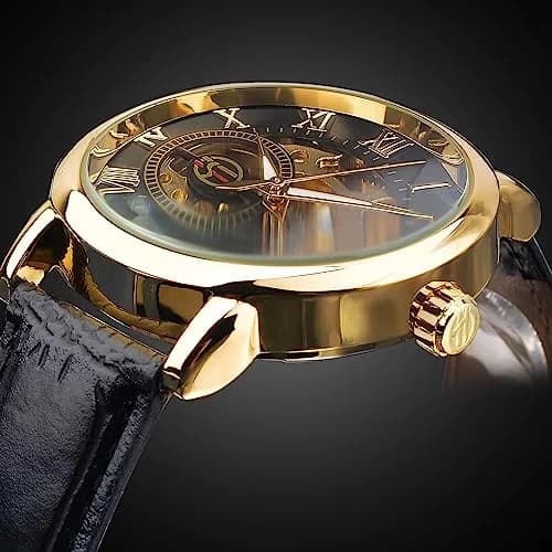 FORSINING Men's Skeleton Steampunk Mechanical Watch 44mm (1.73in) | Transparent Mesh Band Analog Watch thumbnail 6