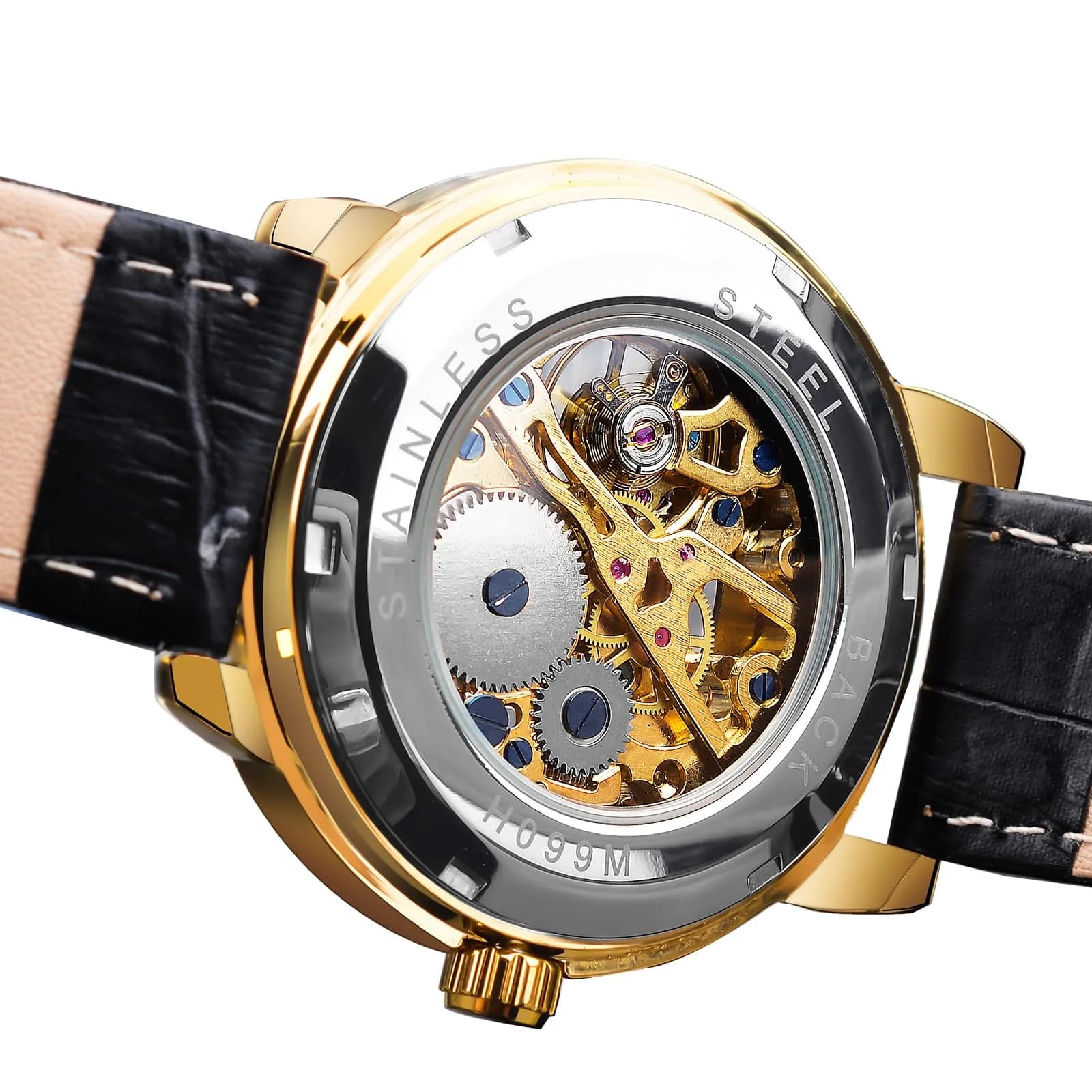 FORSINING Men's Skeleton Steampunk Mechanical Watch 44mm (1.73in) | Transparent Mesh Band Analog Watch - view 7