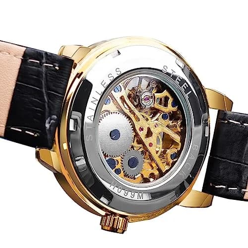 FORSINING Men's Skeleton Steampunk Mechanical Watch 44mm (1.73in) | Transparent Mesh Band Analog Watch thumbnail 7