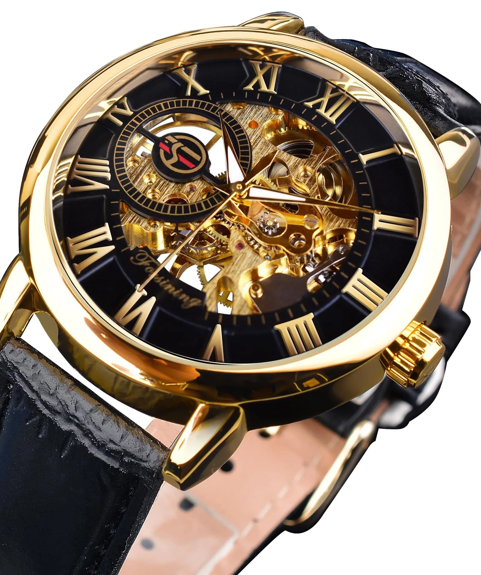 FORSINING Men's Skeleton Steampunk Mechanical Watch 44mm (1.73in) | Transparent Mesh Band Analog Watch - view 2