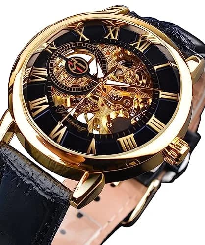 FORSINING Men's Skeleton Steampunk Mechanical Watch 44mm (1.73in) | Transparent Mesh Band Analog Watch thumbnail 2