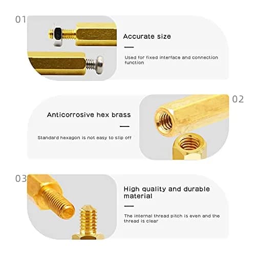 Geekworm M2.5 Brass Hex Spacer/Standoffs Screws Nuts Kit for Raspberry Pi 5/4B/3B+ 100Pcs | Installation Tool with Storage Case thumbnail 3
