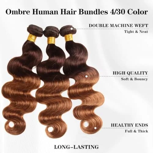 FASHION VILA Human Hair Bundles with Closure Body Wave 12 14 16+12 Inch T4/30 | 10A Grade Brazilian Virgin Remy Hair thumbnail 3