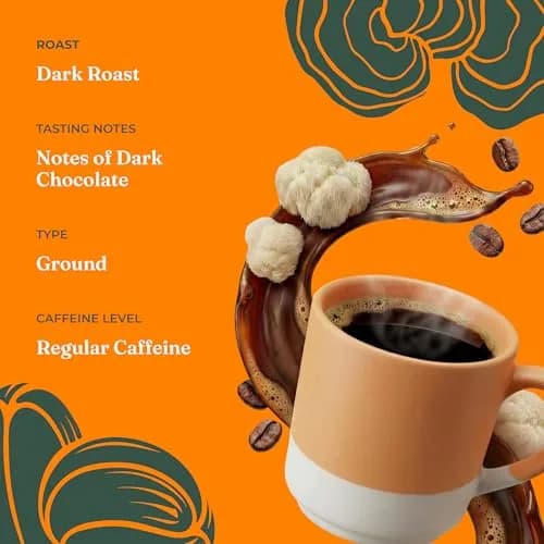 Four Sigmatic Organic Focus Mushroom Ground Coffee Dark Roast with Lion's Mane & Chaga 12oz (340g) | For Mental Clarity & Energy thumbnail 5