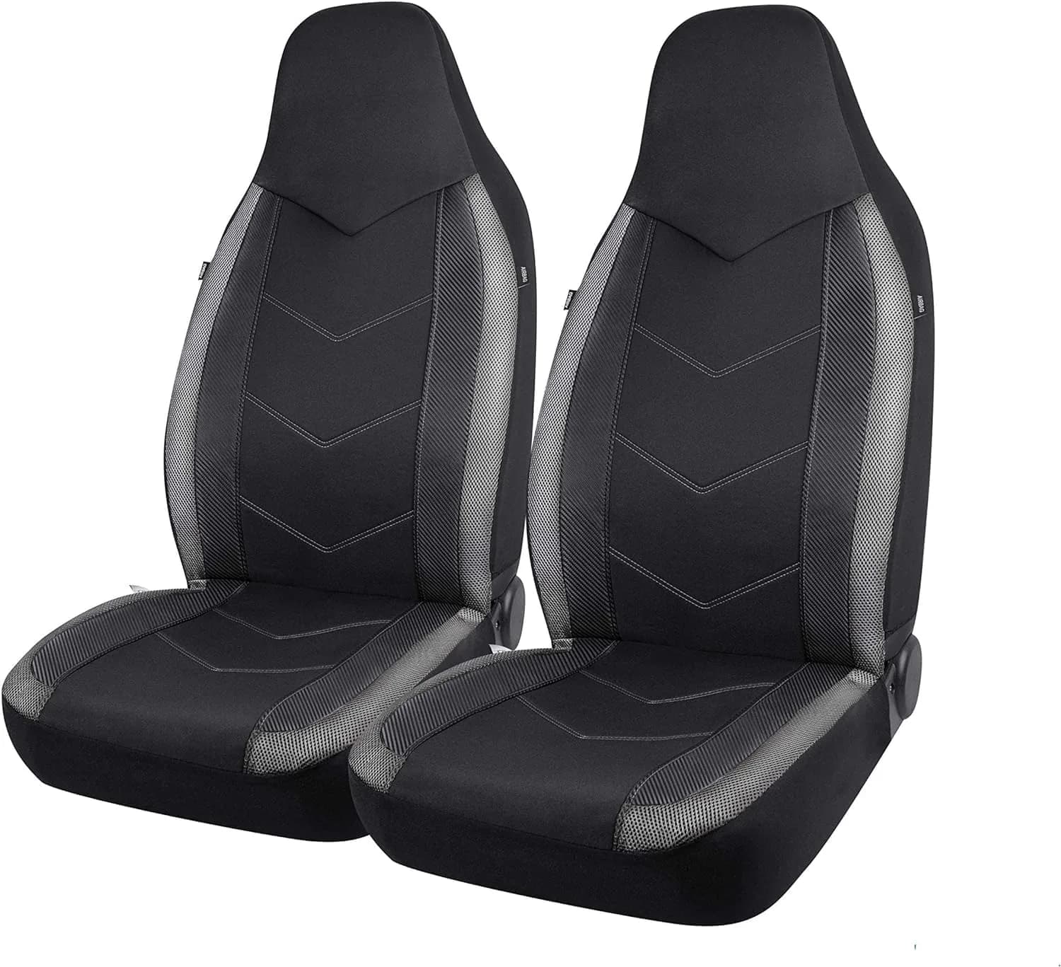 PIC AUTO Gray Carbon Fiber Mesh Front Seat Covers | Universal Fit, Airbag Compatible (1.01 kg / 2.23 lb) — High Back Gray