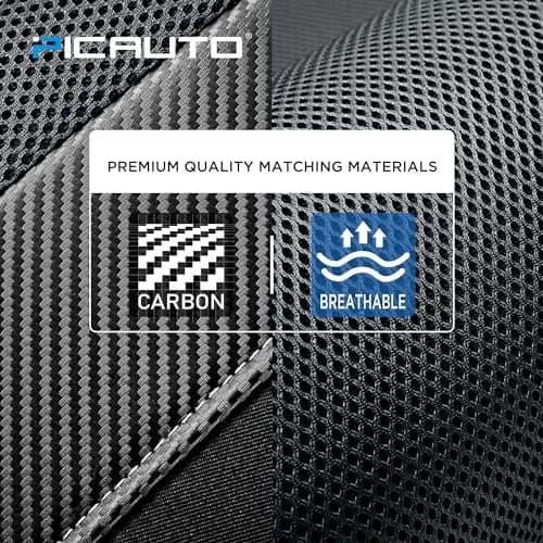 PIC AUTO Gray Carbon Fiber Mesh Front Seat Covers | Universal Fit, Airbag Compatible (1.01 kg / 2.23 lb) thumbnail 4
