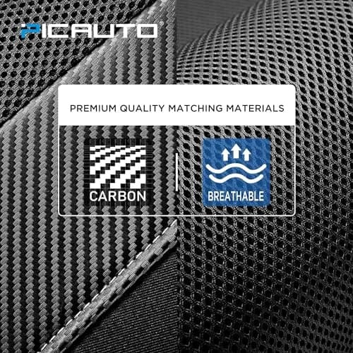 PIC AUTO Black High Back Front Sports Carbon Fiber & Mesh Design Seat Covers | Universal Fit for Most Cars thumbnail 4